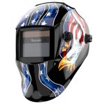 TOOLIOM Auto Darkening Welding Helmet True Color Solar Powered Welding Mask with Adjustable Shade 9-13, for Mig Tig Arc with Blue Eagle Design