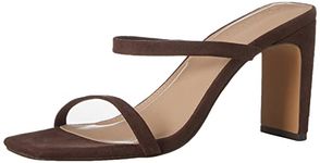 The Drop Women's Avery Square Toe Two Strap High Heeled Sandal, Coffee Bean, 7