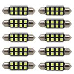 WLJH 10pcs White 36mm Festoon LED 3030 Chipsets DE3425 3021 6418 Canbus LED Blub for Car Interior Dome Reading Map License Plate Door Courtesy Lights Lamp-2Yrs Warranty