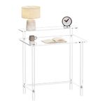 Eglaf Acrylic Desk - Home Office Desk with Monitor Stand - Modern Clear Desk Study Writing Table Computer Desk for Office, Living Room, Bedroom, 31.5" L x 19.7''W x 34.7" H