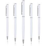 Giantree Luxury Ballpoint Pens, 5 Pack 1.0mm Metal Business Retractable Pens Smooth Writing Gel Ink Pen Black Ink for Daily Work School Writing Stationery Office Supplies(White)