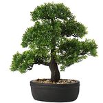 Briful 14.1" Artificial Bonsai Tree Fake Plant Japanese Bonsai Decoration Potted Faux Pine Plants Bonsai Cedar Tree for Indoor/Outdoor Home Office Hotel Décor