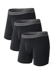 DAVID ARCHY Men's Soft Underwear Breathable Bamboo Rayon Fiber Boxer Briefs with Fly for Men in 3 Pack (Black, M)