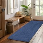Super Area Rugs Farmhouse Jute Braided Rug - Reversible Natural Fiber- Eco Friendly Rug for Living Room - Kitchen - Entryway Hand Woven, Navy, Runner 2' x 6'