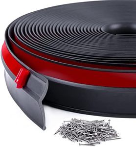 36FT Garage Door Seal Top and Sides Adhesive Backed Weather Stripping Replacement Garage Door Seal Universal Weatherproofing Garage Door Trim includes Nails (Black)