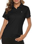 MoFiz Women's Ladies Moisture Wicking Golf Shirts Performance Polo Black XL