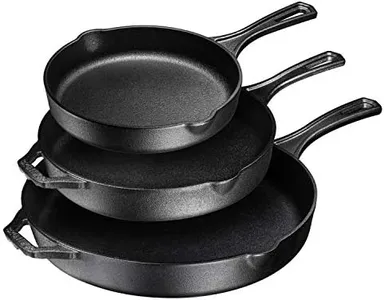 Bruntmor 8,10 and 12 Inches Pre-seasoned Cast Iron Frying Pan Set of 3 , Oven Safe Cast Iron Skillet, Cast Iron Grill Pan Set, Nonstick Cookware with Side drip lips, Black