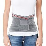 ORTONYX Lumbar Support Belt Lumbosacral Back Brace – Ergonomic Design and Breathable Material - XS/M (Waist 26"-32.2") Gray/Red