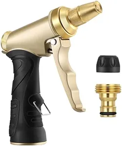 DEWENWILS Hose Nozzle, Garden Water Sprayer, 100% Metal Heavy Duty Hose Attachment Sprayer with Full Brass Nozzle, Jet Stream - Mist Spray Total 4 Watering Patterns for Cars, Playing, Showering Pets