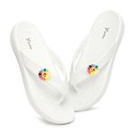 YOHO Women Slippers Drizzle Nova, Soft and Lightweight Flipflop Footwear for Woman with Charms, Home Wear Bathroom Chappal for ladies | White - UK 6