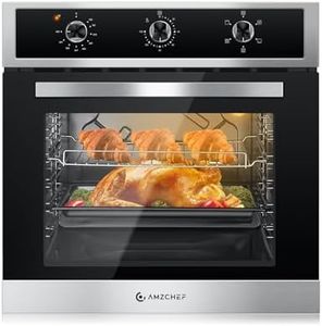 24" Single Wall Oven for Kitchen: 2200W Built-in Electric Wall Oven with Mechanical Knobs Control, 2.65 Cu.ft. Stainless Steel Wall Oven with 5 Cooking Modes, 360° ROTATING ROTISSERIE, Timer