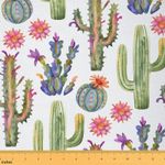 Feelyou Cute Cactus Outdoor Fabric by The Yard, Natural Boho Succulent Thorny Plants Upholstery Fabric for Chairs, Botanical Green Plants Decorative Fabric for Home DIY Projects, 1 Yard, Colorful