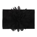 SYGA Baby Headbands Nylon Flower Soft Stretchable Hairband for Newborn Infant Toddler Kids For 0-3 Year - Black