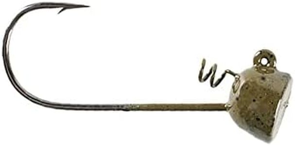 BUCKEYE Lures Spot Remover Pro Model Jig Head with Heavy-Duty Spring & Nickel Hook for Soft Plastic Bass Fishing Baits, 5 Pack, Green Pumpkin, 3/16 oz