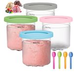For Ninja CREAMi Pints 4 Pack, Compatible with NC299AMZ & NC300s NC301C Series Creami Ice Cream Makers,Ice Cream Scoop Included(Not suitable for Deluxe NC501)