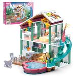 Sitodier Building Blocks Set Toy, 439pcs Hot Spring Vacation House Building Bricks Kit for Kids, Girls Boys Building Blocks Construction Educational Toys Nice Present for Kids Age 6 7 8 9 10 11 12