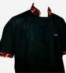 Chefskin 5X XXXXXL Chef Jacket Flames Short Sleeve Black Super Lightweight Cool Fresh