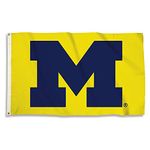 BSI PRODUCTS, INC. - Michigan Wolverines 3’x5’ Flag with Heavy-Duty Brass Grommets - MICH Football, Basketball & Baseball Pride - High Durability - Designed for Indoor or Outdoor Use - Great Gift Idea,One Size