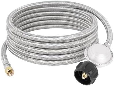 SHINESTAR 15 Feet Propane Hose with Regulator for Propane Fire Pit, Patio Heater, Gas Grill, 3/8 Inch Female Flare, Sturdy Stainless Braided
