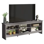 Madesa TV Stand Cabinet with 6 Shelves and Cable Management, TV Table Unit for TVs up to 75 Inches, Wood, 60 H x 36 D x 180 L – Grey