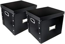 Snap-N-Store Vinyl Record Storage Box - 12" - 2 Pack - Crate Holds up to 75 Vinyl Albums - Black