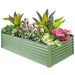 SogesHome Galvanized Raised Garden Bed 8ftX4ftX2ft Outdoor Galvanized Planter Boxes Rectangular Large Metal Planter Box Steel Kit for Vegetables, Fruits, Flower (Grass Green, 8ftX4ftX2ft)