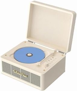 WhatPlus Portable CD Player with Bluetooth 5.2, Rechargeable Battery & Built-in Speakers – Hi-Fi Retro Suitcase Design for Home Decor, AUX/TF Card Support – Ideal Gift (Vintage White)