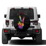 Foruidea Hippie Two Fingers Symbols Peace Sign Spare Tire Cover with Backup Camera Hole Wheel Tire Cover Fit Trailer, RV, SUV and Many Vehicle 17inch