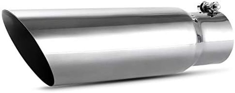 AUTOSAVER88 2.75 Inch Inlet Exhaust Tip, 2.75" Inlet 3.5" Outlet 12" Overall Length Stainless Steel Exhaust Tail Tip for 2 3/4 Inch Outside Diameter Tailpipe, Chrome-Plated, Slant Angle Cut, Bolt-On