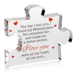 VELENTI Valentines Gifts for Him, Her - 3.35"x 2.76" Acrylic Puzzle Stand with Printed Message - Birthday, Wedding for Boyfriend, Girlfriend - I Love You Presents for Husband, Wife