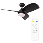 36” Ceiling Fan with Remote Control, Integrated LED Dimmable Light, 3 Blades, Timer and 6 Speed Functions – Black