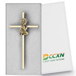 DCCXN Baby Wall Cross Baptism Gifts for Boys, 7 Inch Gold Praying Boy Crosses for First Holy Communion, Christening, Baptismal Cross Decor