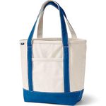 Lands' End Medium Natural Open Top Canvas Tote Bag Natural/Beacon Blue