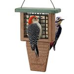 Kingsyard Recycled Plastic Suet Bird Feeder, Tail Prop Suet Feeder for Outside, Sturdy & Durable, Great for Woodpecker & Clinging Birds, Green