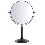 Plantex Premium Brass Magnifying Mirror/Dual Side Shaving Mirror for Bathroom with 5x/1x Magnification/Tabletop Vanity Hand Mirrors Stand (8 Inch-Black/Tabletop)