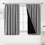 BellaHills 100% Blackout Curtains for Bedroom Thermal Insulated Curtains & Drapes Blackout Curtains Pencil Pleat Curtains for Living Room with Black Liner 2 Panels, 66 x 54 Inch, Dove Grey