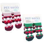 KUTKUT 8 pcs Anti-Slip New Born Puppy Socks with Argyle Pattern, Pet Paw Protector Small Puppy Socks with 8 Pieces Adjustable Straps, Socks for Small Puppies, Kitten (Size: M, Height 7.5 cm, Width 3.5 cm)