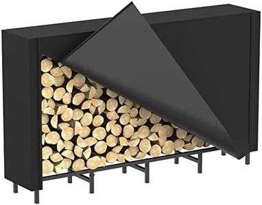 CADUKE Firewood Log Rack with Cover 5.3ft Outdoor Waterproof Storage Fireplace Holder for Fire Wood Indoors Adjustable Heavy Duty Rack, Black 500D Oxford Fabric PVC Backing LT-K170