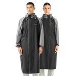 Boldfit Rain Coat For Men Waterproof Unisex Full Length Long Raincoat For Women Top Easy Adjustable Rain Coat For Men Waterproof Bike Riding Poly Micro GuardianX RainCoat Grey XS-S