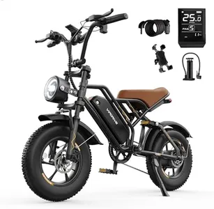 Vipdrive 750W Peak Electric Bike for Adults, 16" Fat Tire All-Terrain E-Bike with 624Wh Battery, Electric Motorcycle 50 Miles & 25 Mph, Electric Dirt Bike Double Shock Absorption, LCD Display, 5PAS