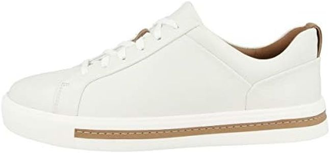 Clarks Women's UN MAUI LACE Sneakers, White Leather D, 7.5 US