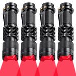 Honoson 4 Pieces Red Flashlight for Night LED Single Mode Light Red One Mode LED Torch Scalable Red Light Flashlight for Astronomy Aviation Night Observation