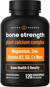 Bone Strength Supplements | Plant Based Calcium Supplements | Vitamin D3 500 IU, K2, Magnesium, Potassium, Zinc, Boron & Strontium | Whole Food Supplement for Bone Health | Vegan & Non-GMO | 120 Capsules
