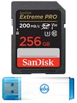 SanDisk 256GB SDXC SD Extreme Pro Memory Card Bundle Works with Canon EOS 5D Mark IV, 6D Mark II, 7D Mark II Digital DSLR Camera 4K (SDSDXXY-256G-GN4IN) Plus 1 Everything But Stromboli (TM) 3.0 Reader