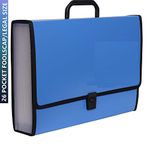 Bindermax Sturdy & Durable Jumbo Foolscap Legal Size Expanding File Folder with Sewn Edges, 26 Pockets, Strong Handle and Lock Pack of 1 (Blue)