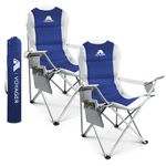 Voyager 2 Pack Premium Outdoor Camping Chair Set, 120kg Capacity, 3.3kg Per Chair, Waterproof & Foldable with Cup Holder & Side Pockets - Ideal for Garden, Fishing, Picnic, Camping & Travel Comfort