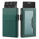 VULKIT Credit Card Holder with EDC Pockets & ID Window RFID Blocking Pop Up Card Wallet Slim Metal Wallet (Midnight Green)