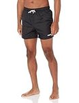 HUGO Men's Standard Small Logo Quick Dry Swim Trunks, Basic Black, Large