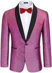 COOFANDY Tuxedo Jacket for Men Slim Fit Blazer One Button Stylish Suit Dinner Coats for Party Prom Wedding Shiny Pink