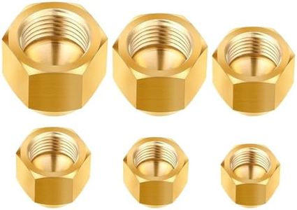 YUIEE Gas Line Cap, Flare Cap Assortment Kits,SAE 45 Degree Brass Compression Cap Flared Tube Fitting for 1/4" 5/16" 3/8" 1/2" 5/8" 3/4"Tube OD Cap for Water Line, 6 Size Set